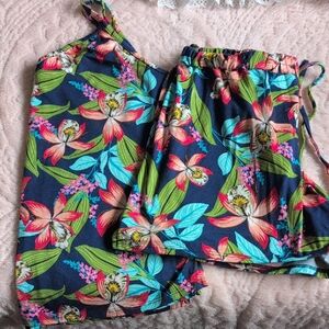 Grace & Lace Navy Tropical Floral Cami Pajama Set